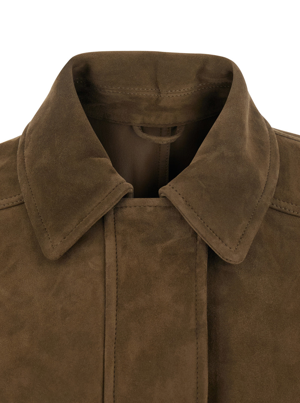 Brunello Cucinelli Women Brown Jacket With Classic Collar And Hidden Front Closure In Suede For Women