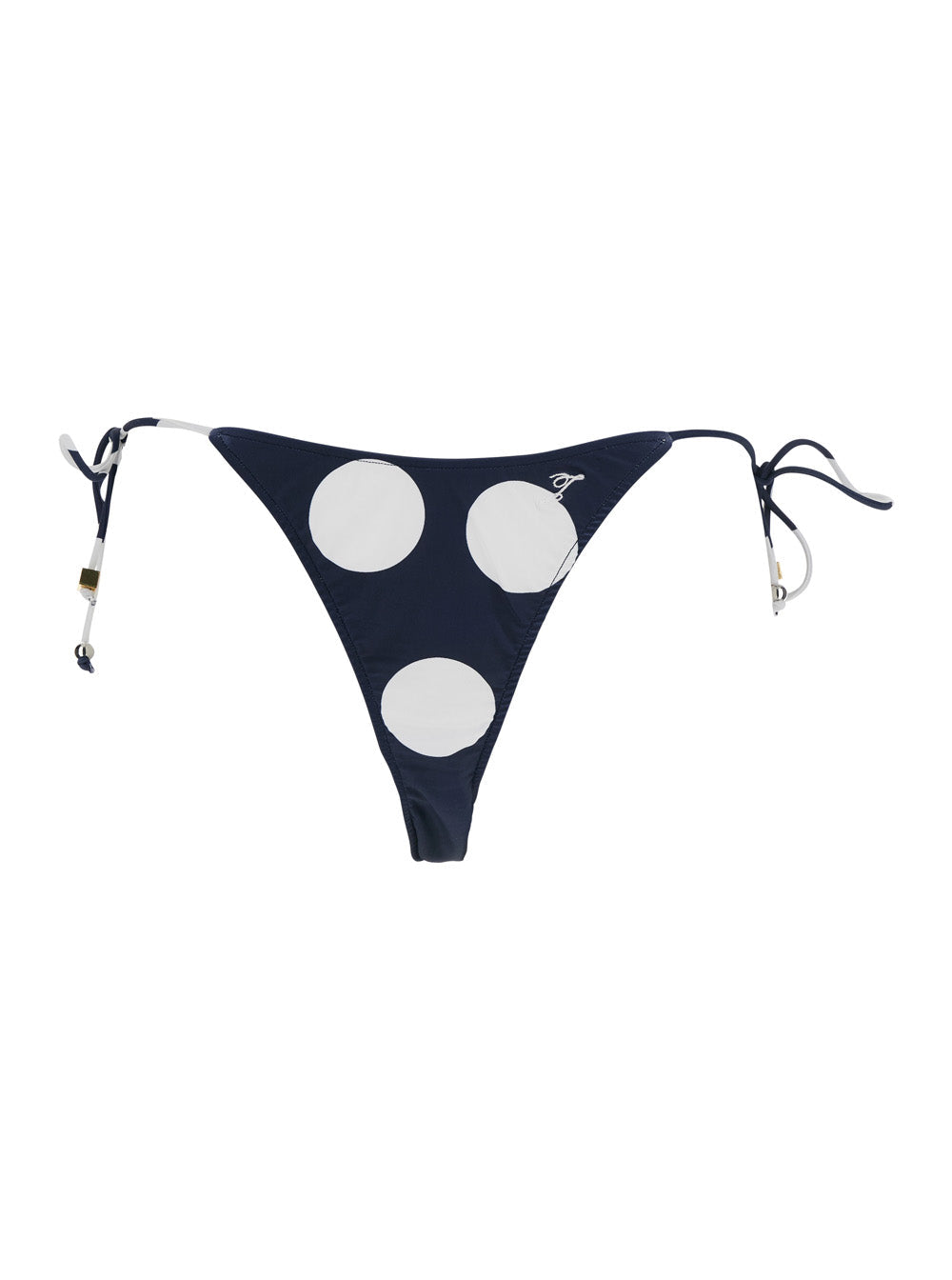 Jacquemus Women 'Le Bas De Plage Triangle' Blue Bikini Bottom With Polka Dot Motif And Logo Embroidery On The Side In Tech Fabric For Women