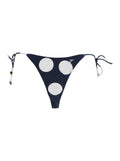 Jacquemus Women 'Le Bas De Plage Triangle' Blue Bikini Bottom With Polka Dot Motif And Logo Embroidery On The Side In Tech Fabric For Women
