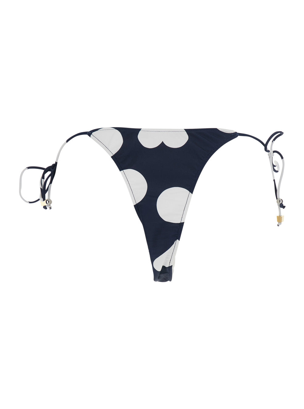 Jacquemus Women 'Le Bas De Plage Triangle' Blue Bikini Bottom With Polka Dot Motif And Logo Embroidery On The Side In Tech Fabric For Women
