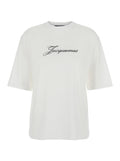 Jacquemus Women White T-Shirt With Round Neck And Logo On Front In Cotton For Women