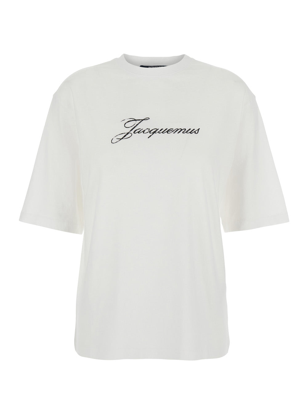 Jacquemus Women White T-Shirt With Round Neck And Logo On Front In Cotton For Women