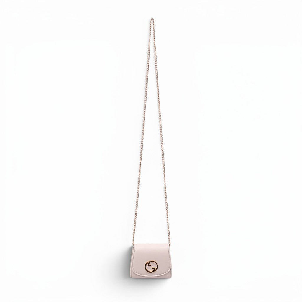 GUCCI CREAM BLONDIE BIFOLD WALLET WITH CHAIN