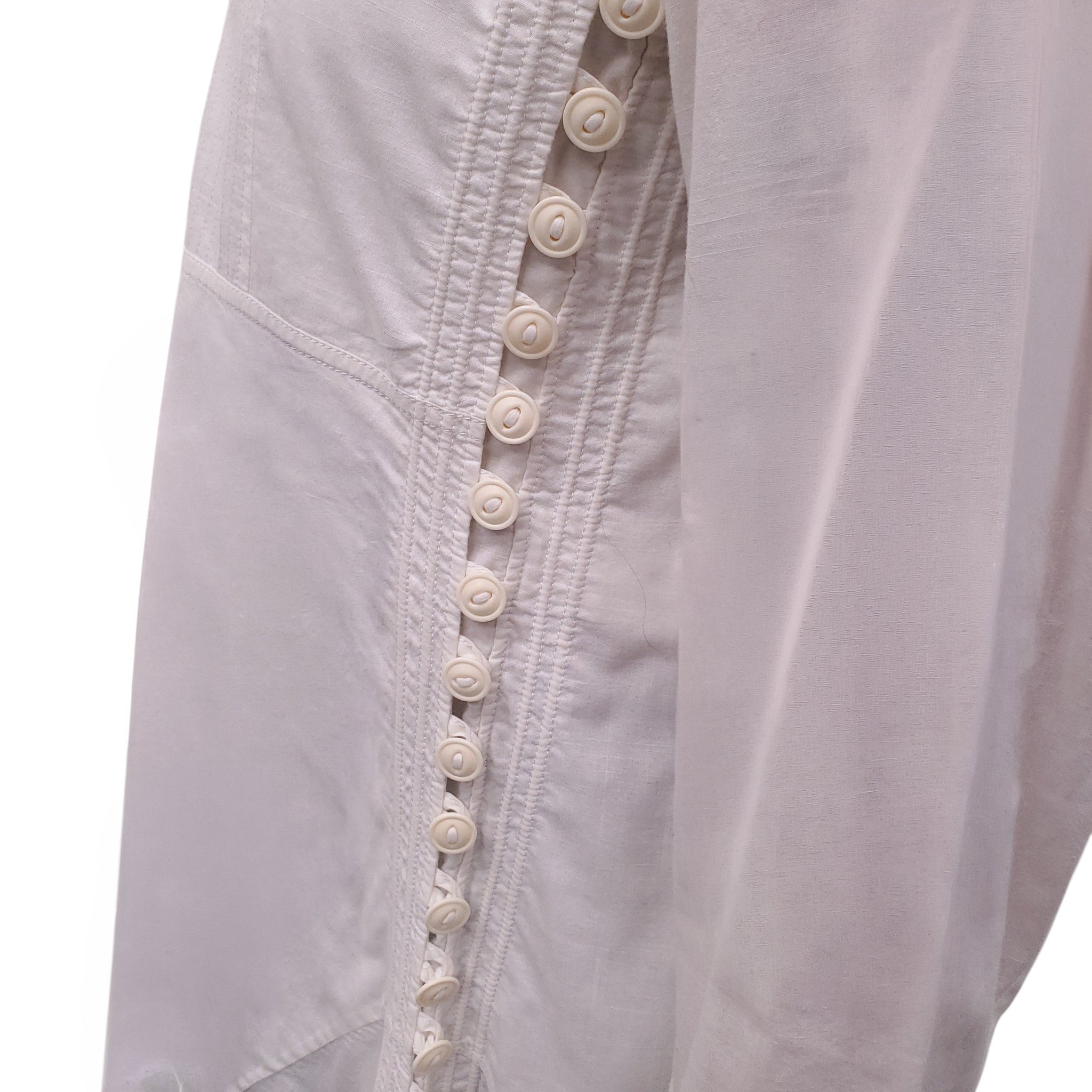 CHLOÉ WHITE COTTON BLOUSE WITH SIDE BUTTONS - SIZE 36