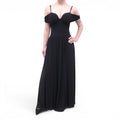 SIMKHAI BLACK PLEATED OFF THE SHOULDER DRESS - SIZE L