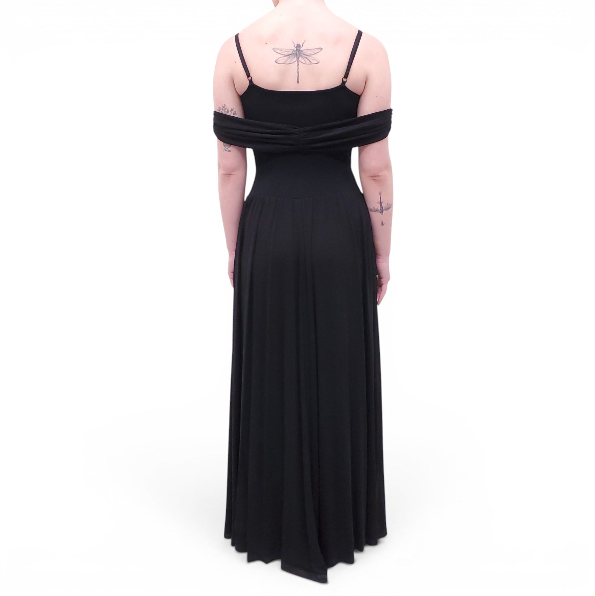 SIMKHAI BLACK PLEATED OFF THE SHOULDER DRESS - SIZE L