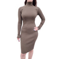 WOLFORD ARMY GREEN RIBBED LONG SLEEVE TURTLENECK DRESS - SIZE M