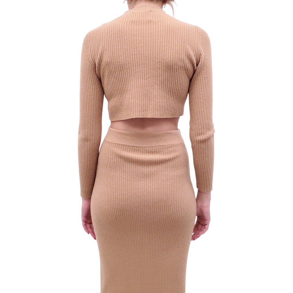 THE ANDAMANE CAMEL LOUNGE SKIRT SET - SIZE XS