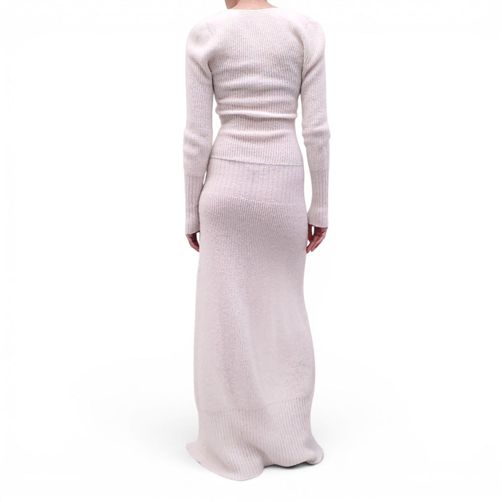 JACQUEMUS CREAM KNIT SLIT DRESS - SIZE 34