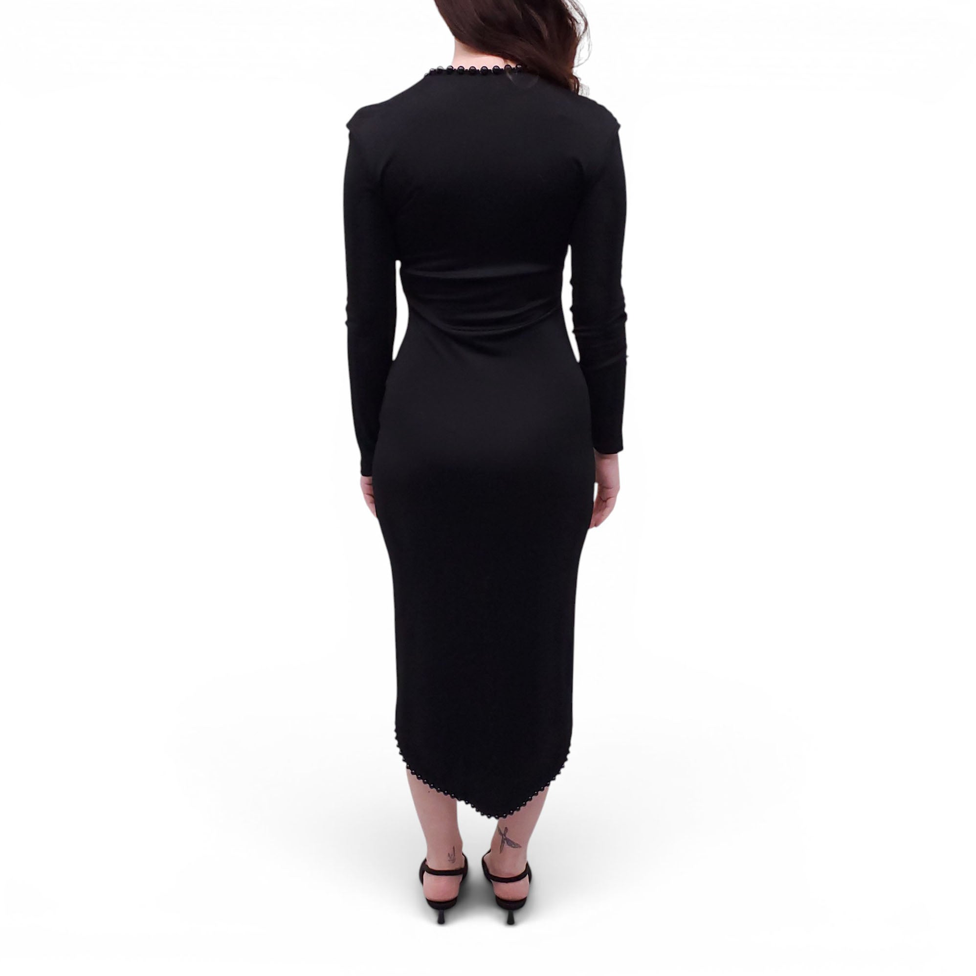 ALEXANDER WANG BLACK DRESS WITH PEARL HEM DETAIL - SIZE 4