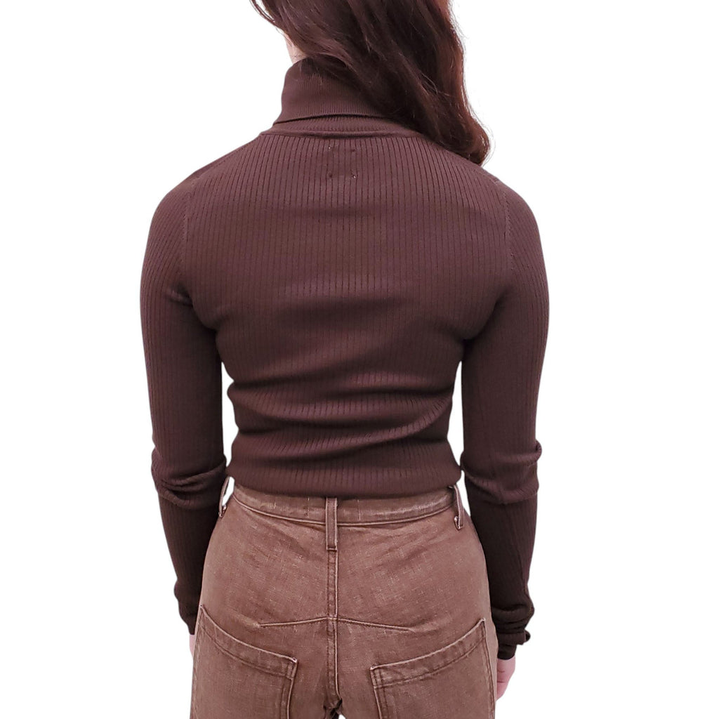 HELSA BROWN RIBBED TURTLENECK BODYSUIT - SIZE M
