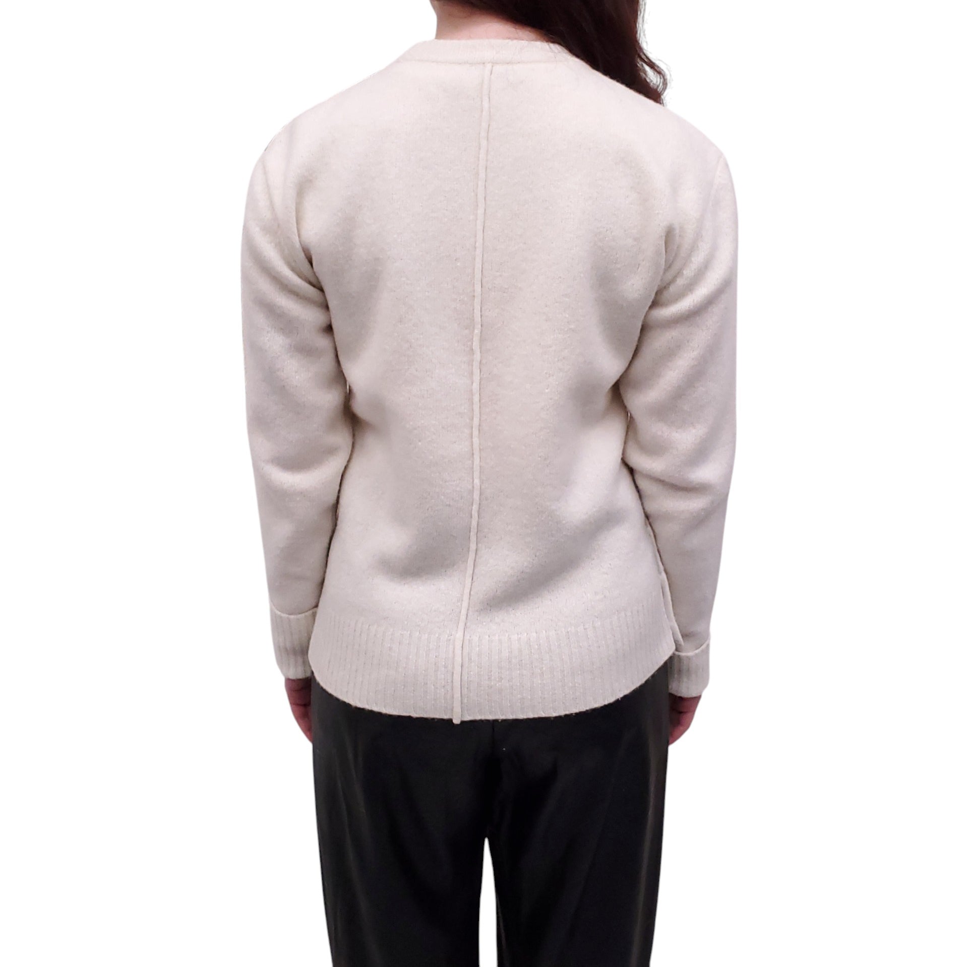 PETER DO WHITE SWEATER WITH BLACK PIPING - SIZE XS