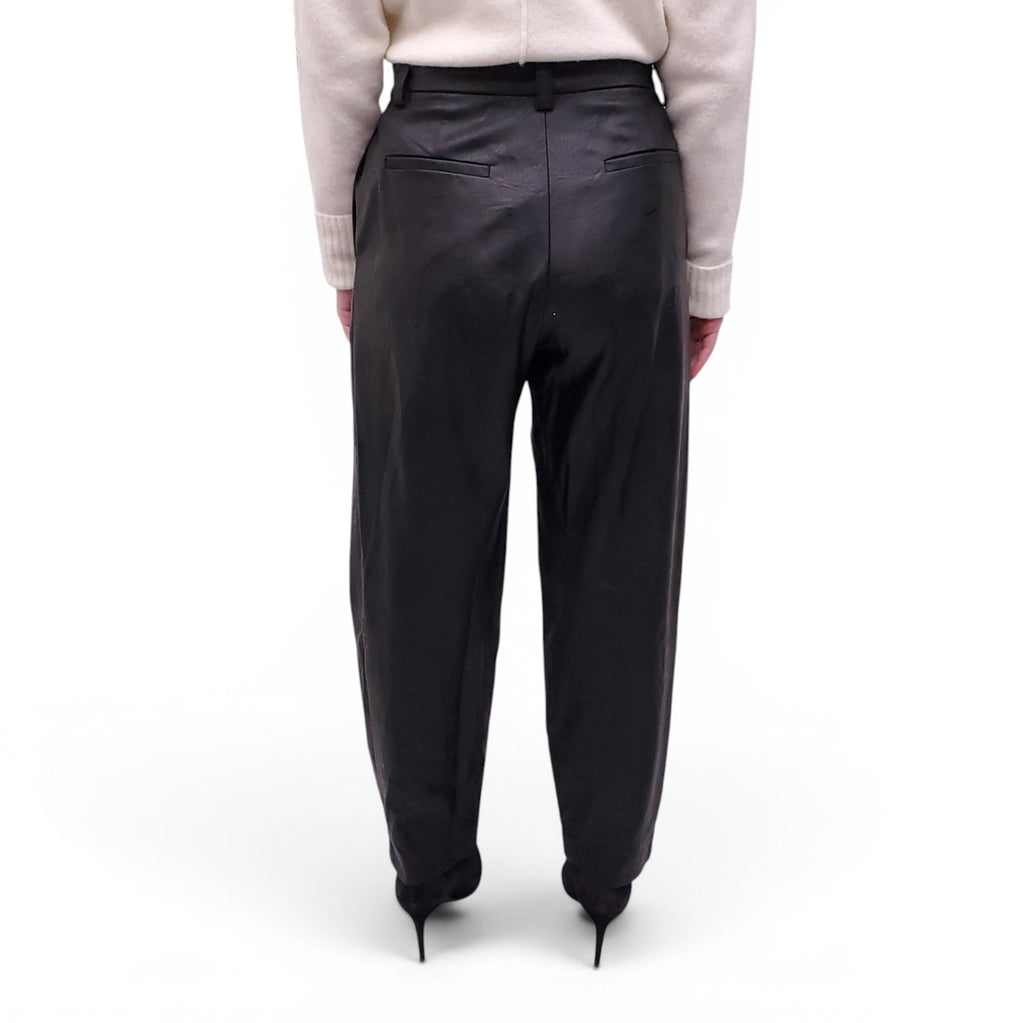 NO.6 STORE BLACK PLEATED LEATHER PANTS - SIZE 1 (S)