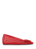 Ganni Women 'Jenny' Red Ballet Shoes With Mesh Design In Fabric For Women