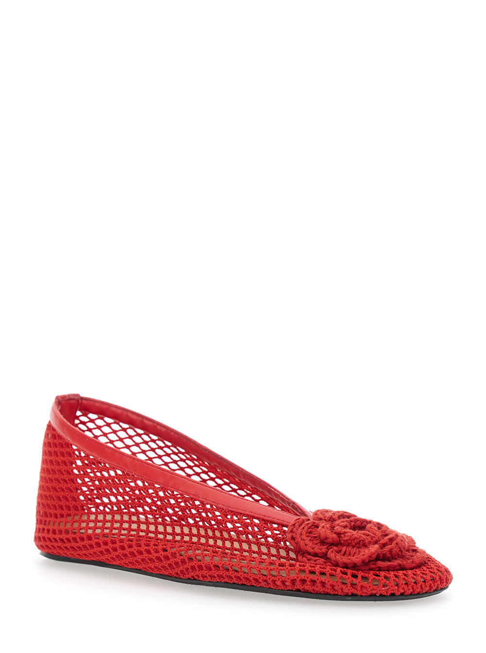 Ganni Women 'Jenny' Red Ballet Shoes With Mesh Design In Fabric For Women