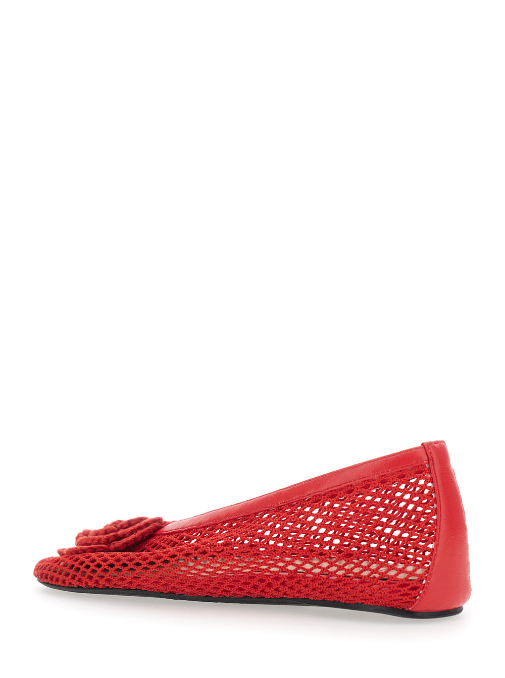 Ganni Women 'Jenny' Red Ballet Shoes With Mesh Design In Fabric For Women