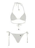 Dolce & Gabbana Women White Bikini With Embroidered Design And Dg Logo In Tech Fabric Woman