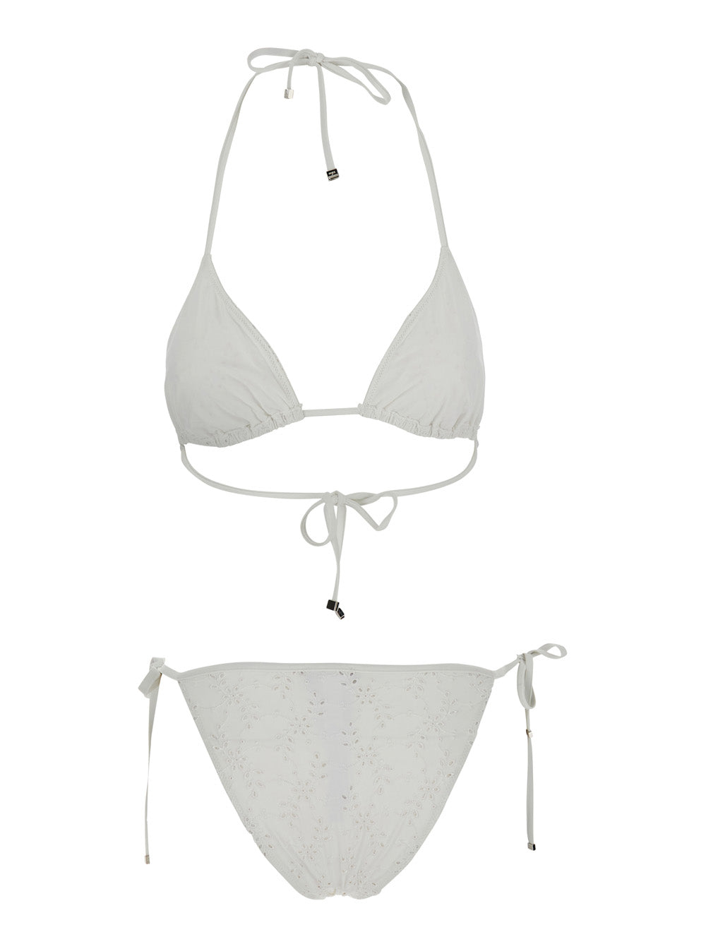 Dolce & Gabbana Women White Bikini With Embroidered Design And Dg Logo In Tech Fabric Woman