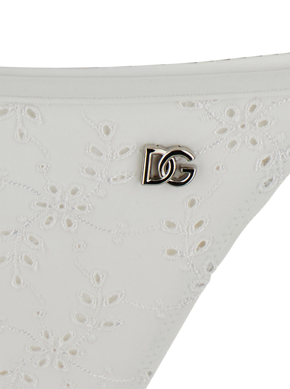 Dolce & Gabbana Women White Bikini With Embroidered Design And Dg Logo In Tech Fabric Woman