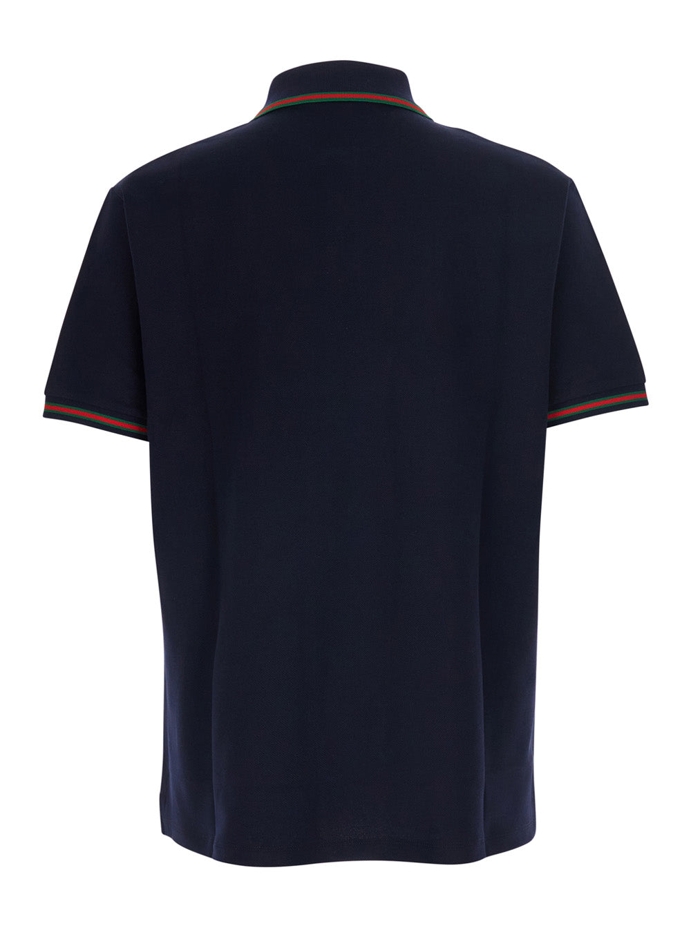 Gucci Men Blue Polo With Web Detail And Logo Lettering On The Front In Cotton For Men