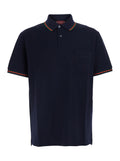 Gucci Men Blue Polo With Web Detail And Logo Lettering On The Front In Cotton For Men