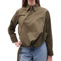 LOEWE GREEN DRAPED COTTON SHIRT WITH BELT DETAIL - SIZE 32