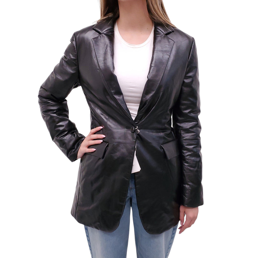 LOEWE BLACK LEATHER PADDED TRENCH COAT - SIZE M
