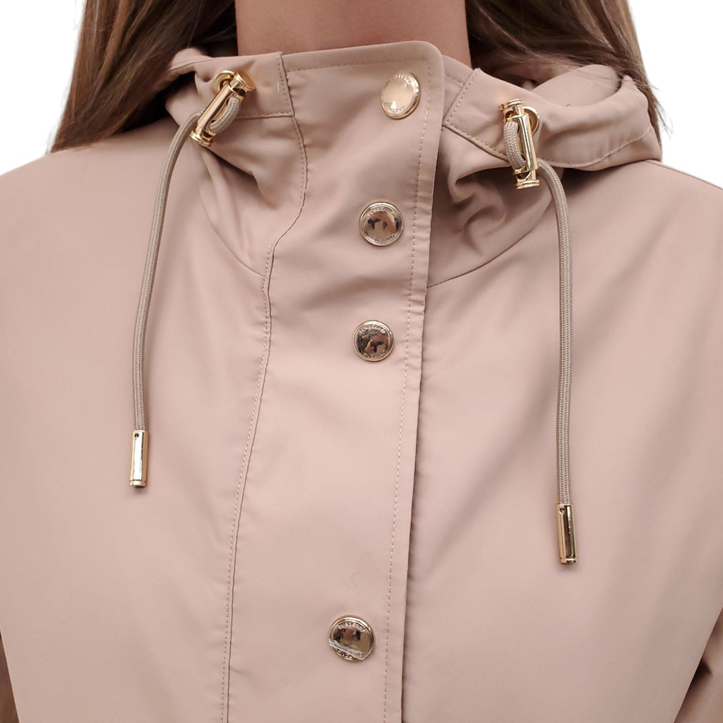 BURBERRY KHAKI LOGO RAIN JACKET - SIZE US 4