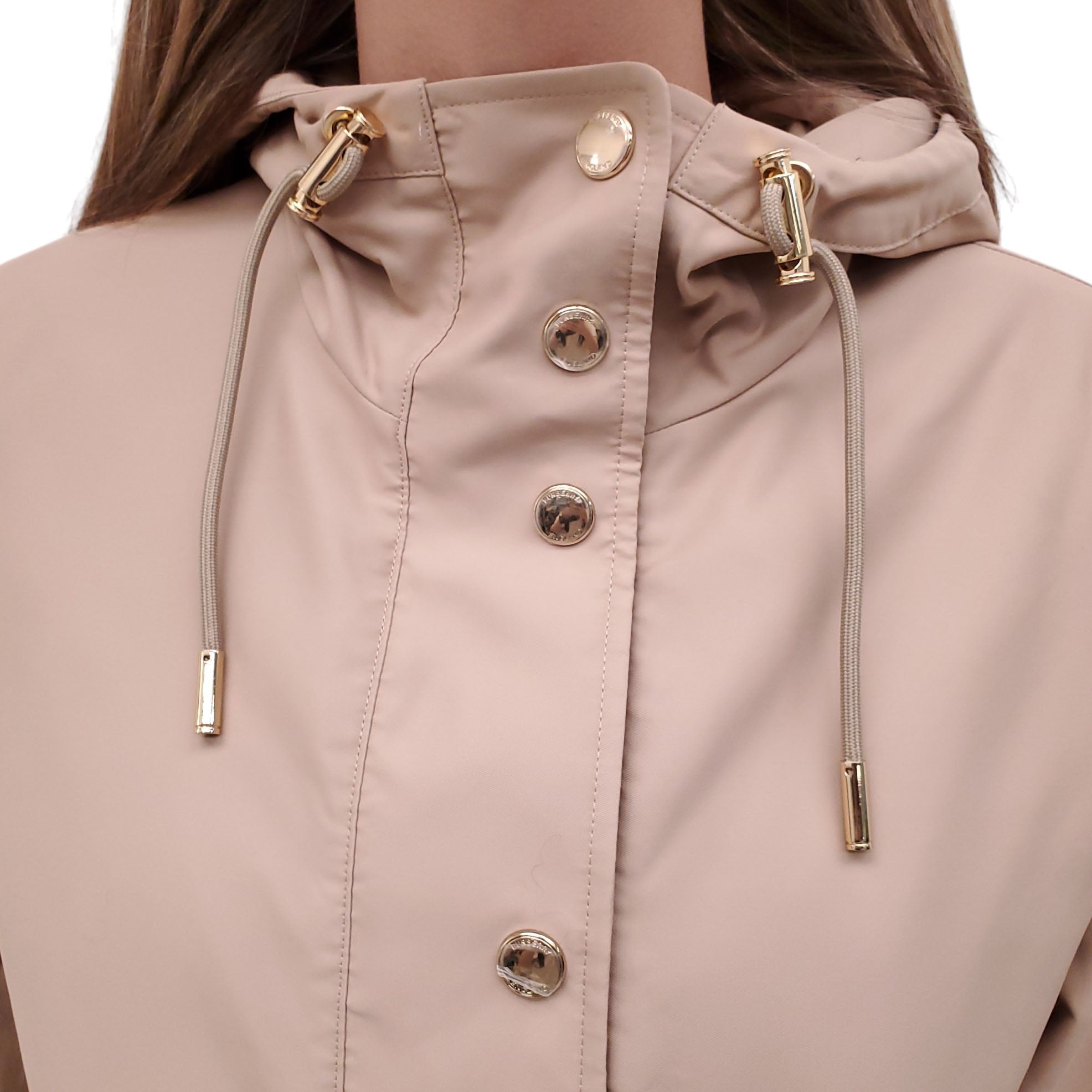 BURBERRY KHAKI LOGO RAIN JACKET - SIZE US 4