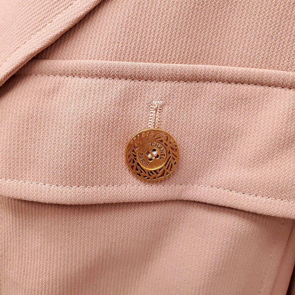 CHANEL S/S 1997 CAMEL DOUBLE BREASTED MILITARY JACKET - SIZE 44