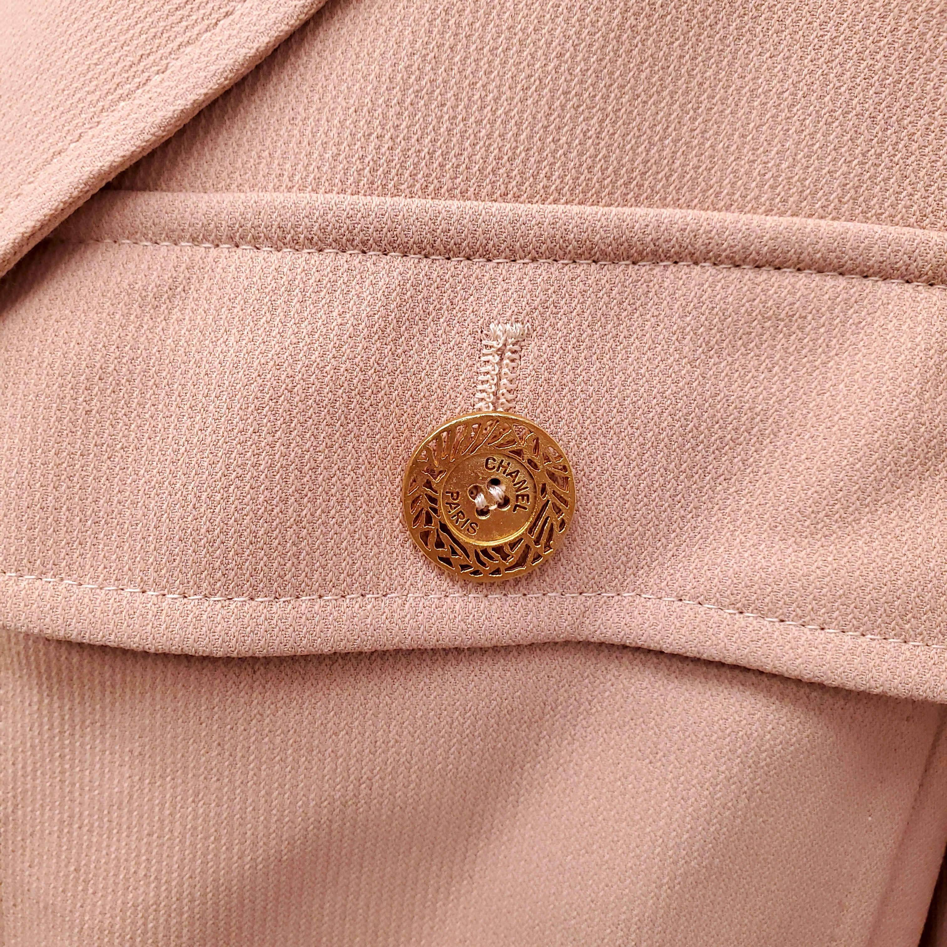 CHANEL S/S 1997 CAMEL DOUBLE BREASTED MILITARY JACKET - SIZE 44