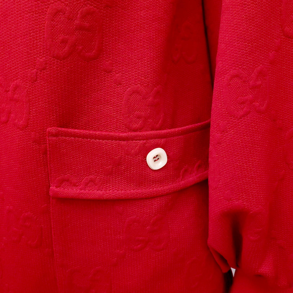 GUCCI RED MONOGRAM 3/4 ZIP SWEATER DRESS - SIZE XS