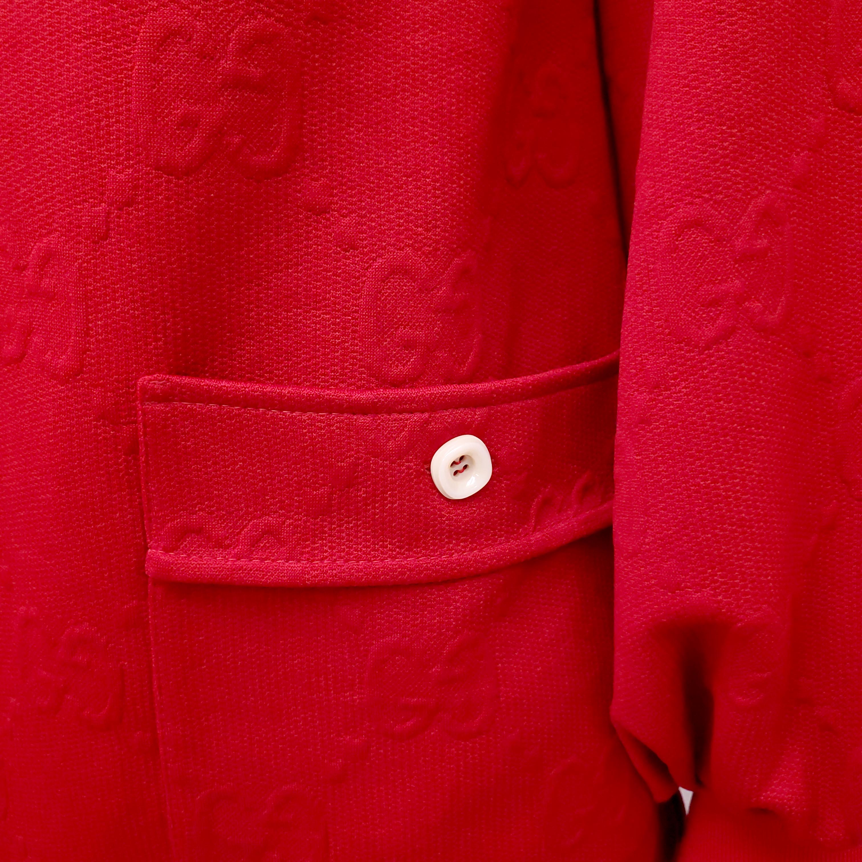 GUCCI RED MONOGRAM 3/4 ZIP SWEATER DRESS - SIZE XS