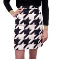 GUCCI HOUNDSTOOTH LOGO SILK AND WOOL BLEND SKIRT - SIZE 36