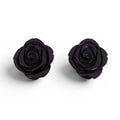 VINTAGE BLACK ROSETTE CLIP-ON EARRINGS