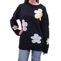 SONIA RYKIEL BLACK FLORAL KNIT SWEATER - SIZE M