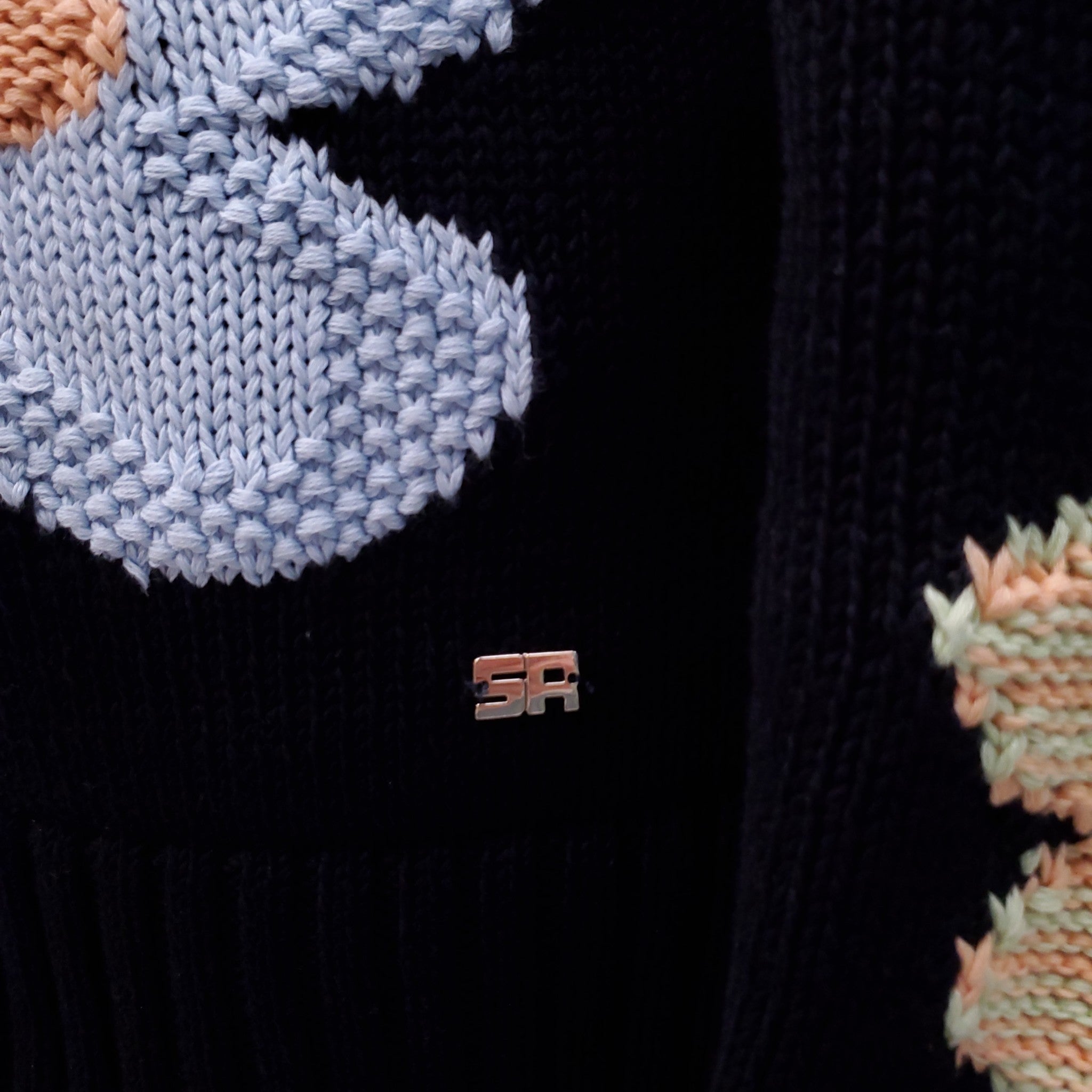 SONIA RYKIEL BLACK FLORAL KNIT SWEATER - SIZE M