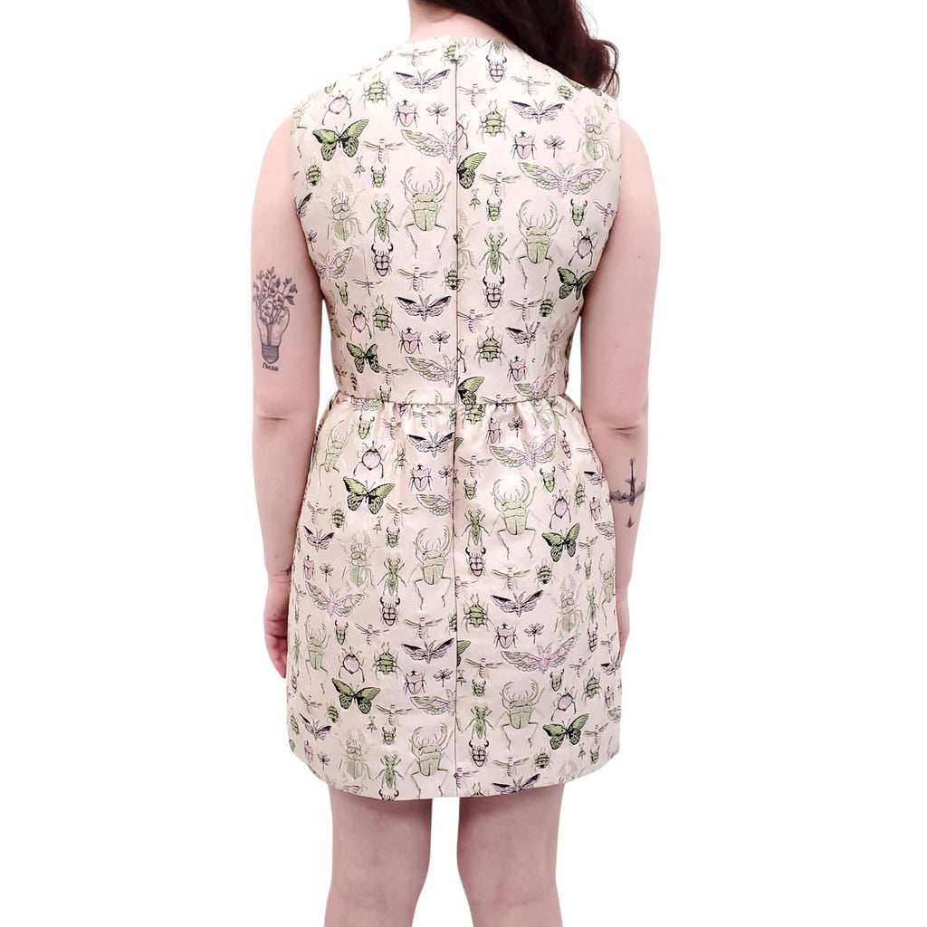 RED VALENTINO GREEN INSECT PRINT DRESS - SIZE 40