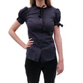 RED VALENTINO BLACK BLOUSE WITH TIE DETAILS AND PUFF SLEEVES - SIZE 40