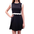 RED VALENTINO BLACK DRESS WITH WHITE RUFFLE DETAIL - SIZE 40