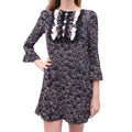 RED VALENTINO BLACK BOW PRINT RUFFLE DRESS - SIZE 42