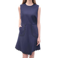 RED VALENTINO NAVY DRESS WITH BLACK SCALLOP HEM DETAIL - SIZE 46