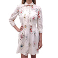 RED VALENTINO WHITE CINCH-WAIST DRESS WITH FLORAL PRINT - SIZE 42
