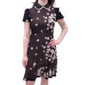 RED VALENTINO BLACK FLORAL DRESS WITH LACE COLLAR DETAIL - SIZE 40