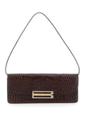 Victoria Beckham Women 'Dorian East-West' Brown Shoulder Bag With Plaque Closure On The Front And Crocodile-Embossed Effect In Leather For Women