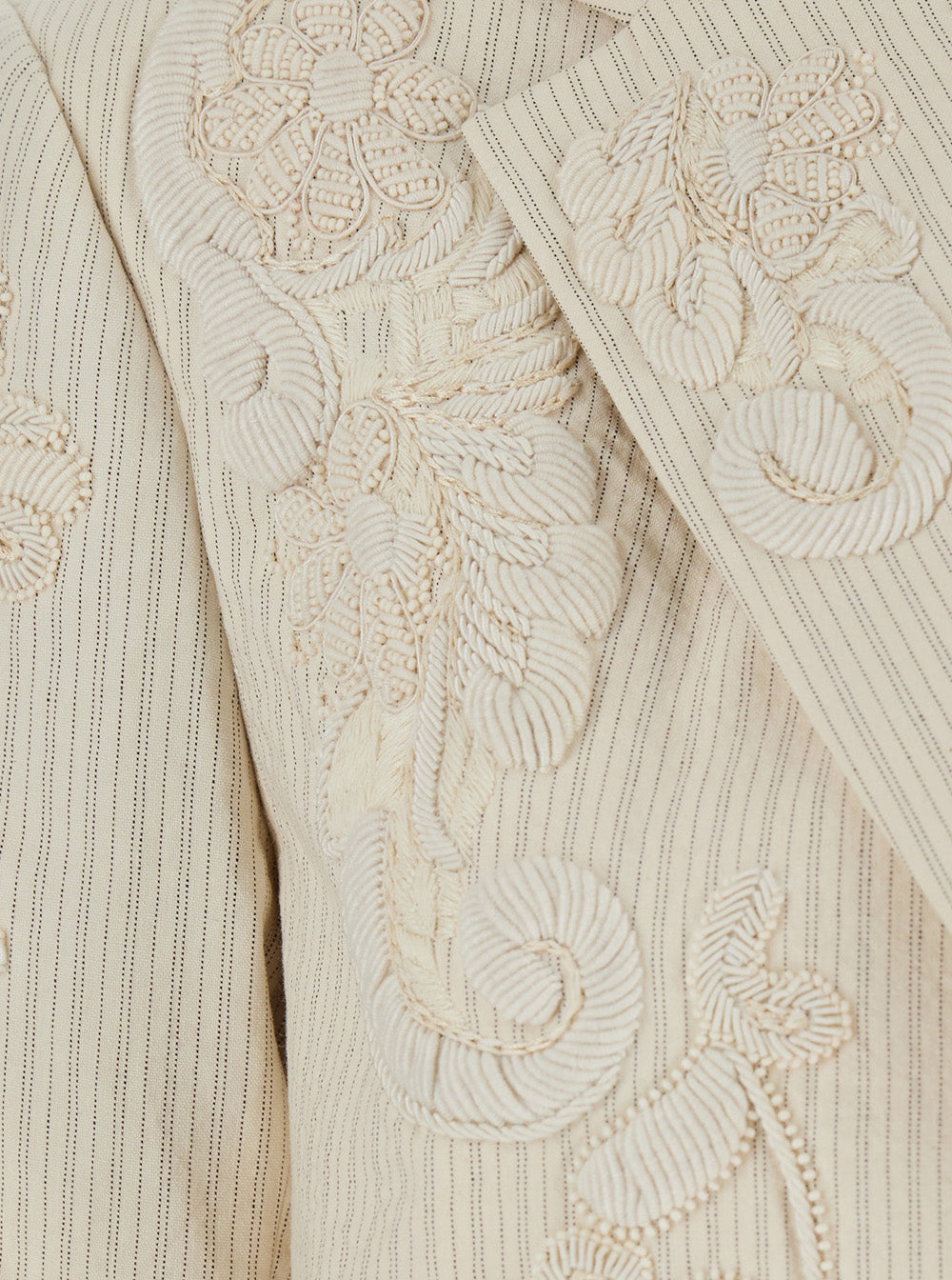 Dries Van Noten Women 'Birdy' Beige Jackets With Applied Embroidery And Striped Motif In Fabric Women