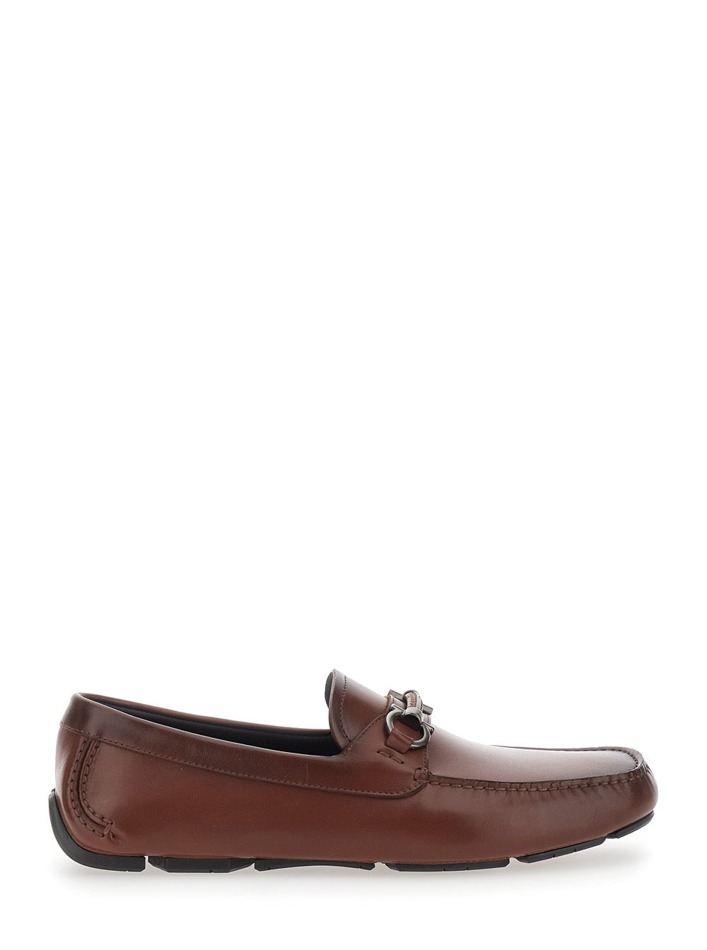 Ferragamo Men 'Sunsay' Brown Loafers With Gancini Plaque On The Front In Leather For Men