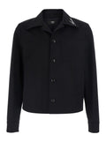 Amiri Men Black Jacket With Notched Collar With Logo Lettering Embroidery In Cotton For Men