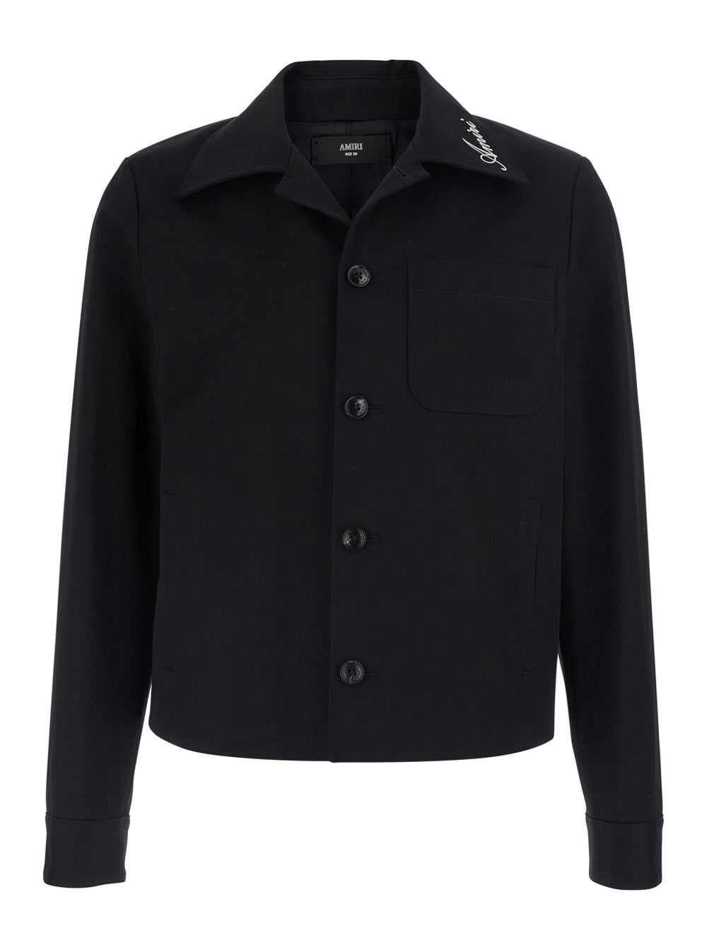 Amiri Men Black Jacket With Notched Collar With Logo Lettering Embroidery In Cotton For Men