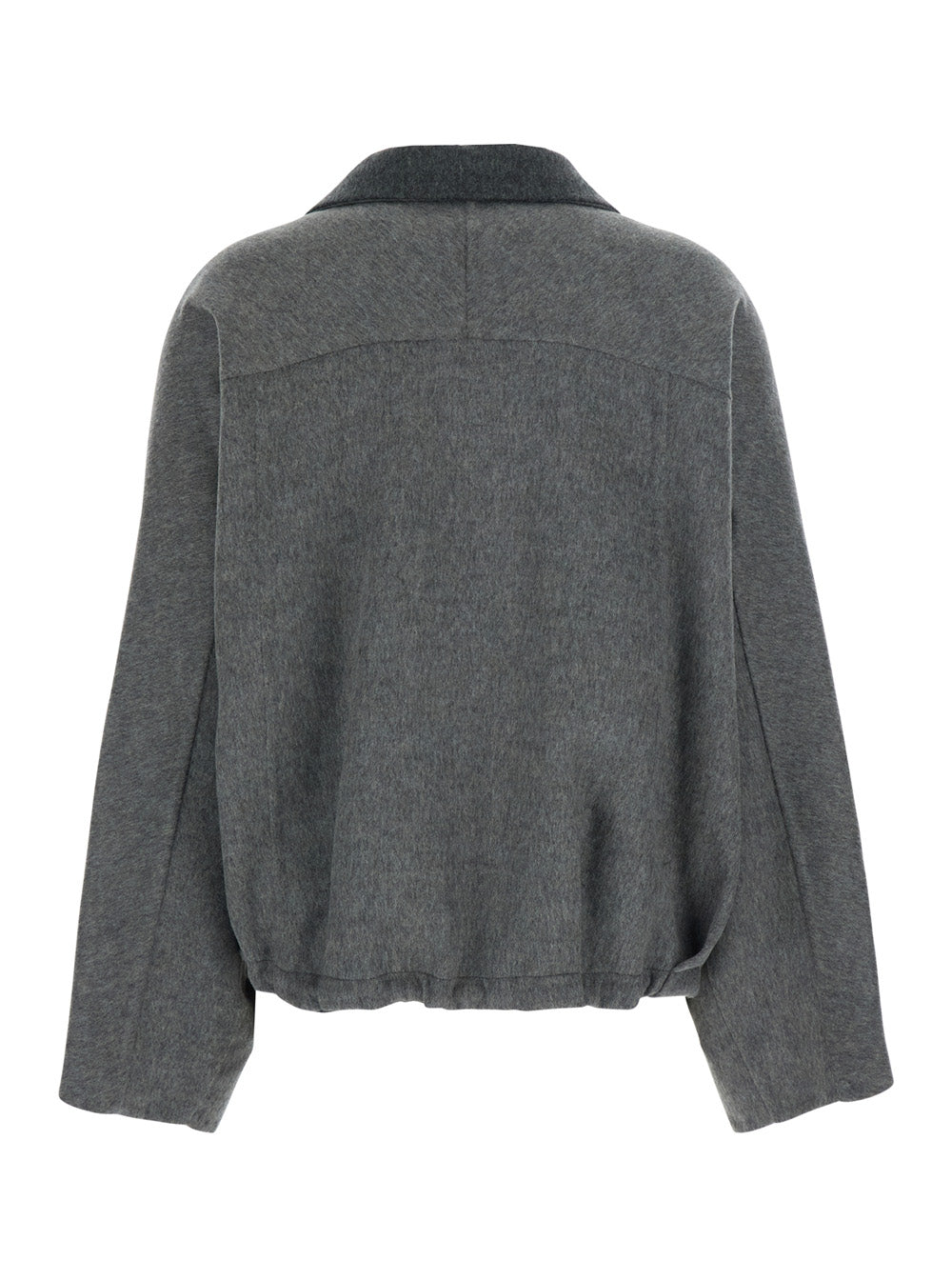 Brunello Cucinelli Women Gray Jacket With Mock Neck And Dropped Shoulders In Wool For Women